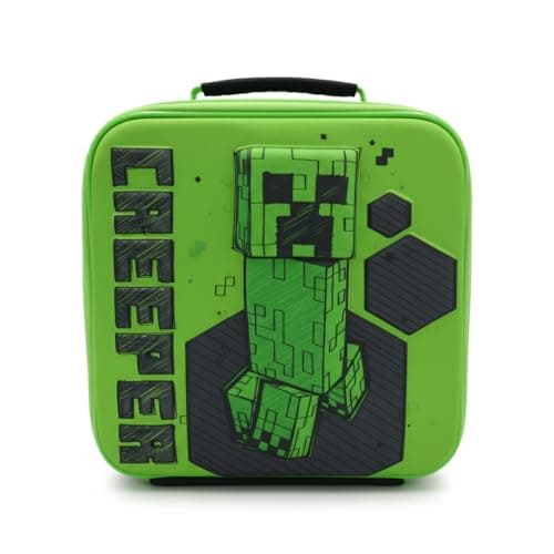 Image of Minecraft Creeper Sketch Lunch Bag for School Kids| Durable Insulated Lunch Bag + Handle + Zip Green for Minecraft Gamer Fans