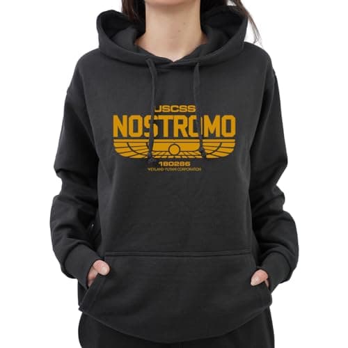 Image of Graphic Impact Inspired Distressed Nostromo Retro Vintage Alien Sci Fi inspired Movie Men's Hoodie (Black, XXL)