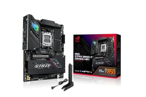 Image of ASUS ROG Strix B850-F Gaming WiFi AMD motherboard, 16+2+2 power stages, DDR5 slots, four M.2 slots, PCIe 5.0, total support of 19 USB ports including USB 20Gbps Type-C and Aura Sync RGB