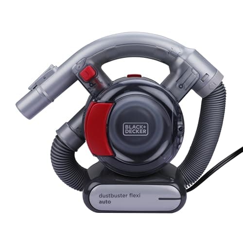 Image of BLACK+DECKER Bagless Car Hand Vacuum Cleaner Dustbuster with Flexi Hose and 12V Car Connection, Includes Crevice Nozzle and Upholstery Brush, PD1200AV-XJ