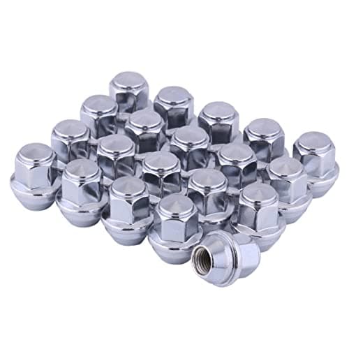 Image of M12x1.5 Lug Nuts Alloy Wheel Nuts M12-1.50 Acorn One-Piece Design 12x1.5 Chrome 19mm Hex 32mm Long Set of 20 Lug Nut Fits for Ford Focus Ford Fusion Factory Wheels