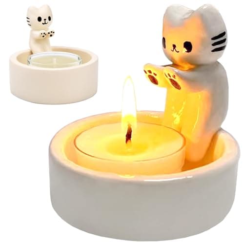 Image of Cat Tealight Holders, Cute Cat Candle Holders, Cat Gifts for Women, Cat Lovers, Warming Paws Tea Light Holder for Wedding, Birthday Party, Home Décor