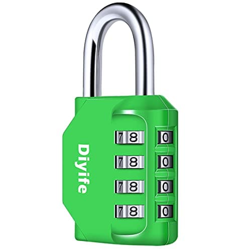 Image of Combination Padlock, Diyife Heavy Duty 4 Digit Padlock Weatherproof Outdoor Locker Padlock for School Gym Locker, Shed, Fence, Hasp, Garage, Gate, Toolbox, Door (Green)