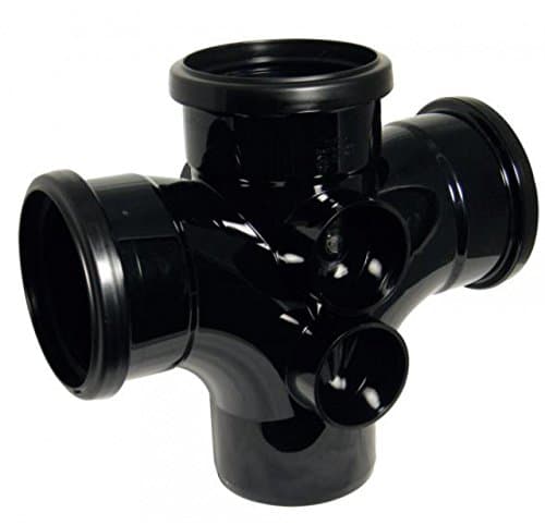 Image of FLOPLAST 110mm Soil Ring Seal 92.5 Degree Double Branch - Black