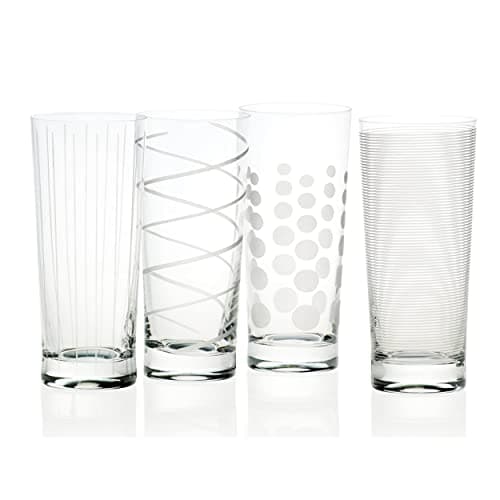 Image of MIKASA 5159317 Cheers Set of 4 Crystal High Ball Tumbler Glasses, 550 ml (19 fl oz) Silver