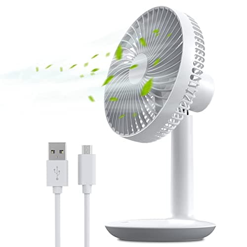 Image of 6-Inch Rechargeable Small Desk Fan, Portable Battery-Operated USB Table Electric Fan with 4 Speed Levels, Personal Mini Ventilator for Home Bed Study Room Bedroom Office Camping Cooling-Quite & Silent