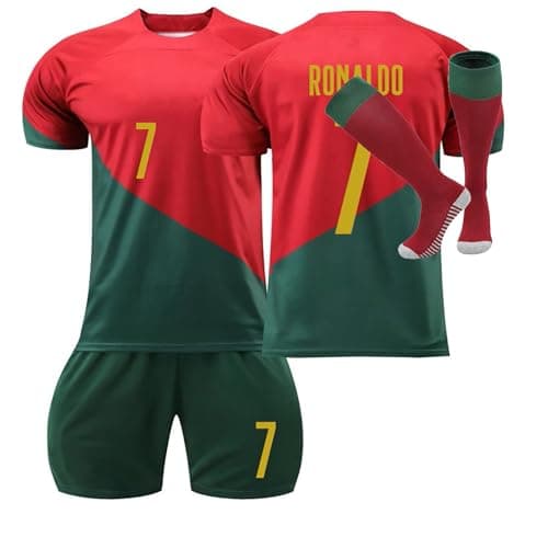Image of 2023-24 Boys' Soccer Jerseys & Tracksuits - Home & Away Kits, Training Shirts, Shorts & Socks (No.7, Children 3-4 Years)