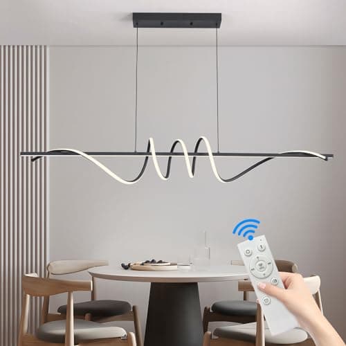 Image of Mikeru 150CM Spiral Pendant Lighting, 3000K/4500K/6000K Dimmable Kitchen Island Lights 10%-100% Dinner Table Lamp Hanging 1.5 Metre Adjustable Height Cord for Dining Rooms Home Decor