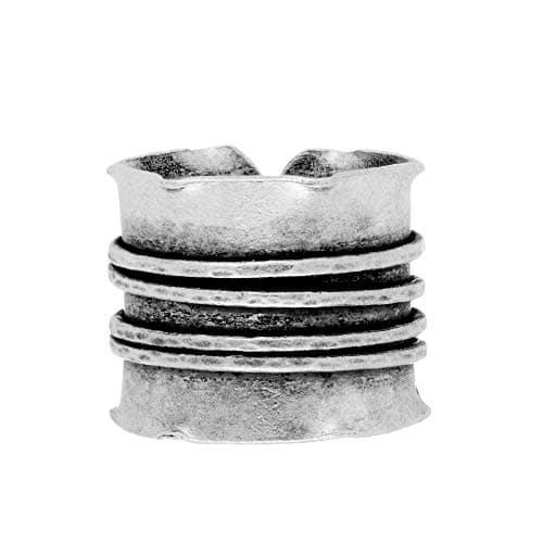 Image of 81stgeneration Women's 999 Fine Silver Oxidized Karen Hill Tribe Handmade Ridged Adjustable Ring