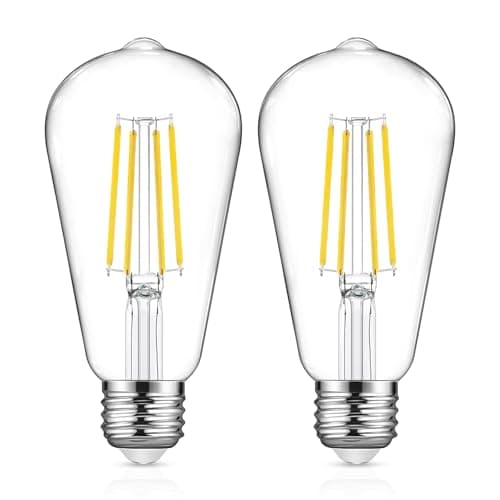 Image of Uchrolls Vintage Edison Light Bulb ST58, E27 Base,6W (Equivalent to 60W),Daylight White 5000K,800lm,Filament Clear LED Bulb, Non-dimmable,Pack of 2