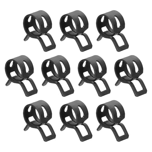 Image of sourcing map 10pcs Spring Band Type Hose Clamps 10mm Fuel Line Hose Spring Clip Silicone Vacuum Hose Pipe Clamp Low Pressure Tube Clip Fastener, Black
