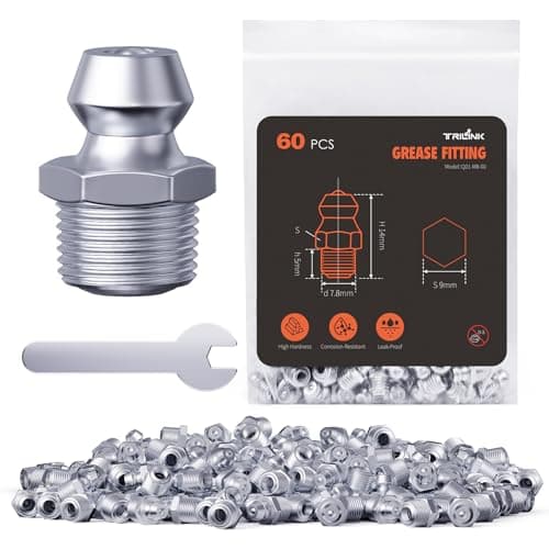 Image of TRILINK M8 Grease Nipples, Metric Grease Fittings with Straight, Grease Nipples Kit with Wrench for Quick Installation – Ideal for Automotive, Agricultural & Industrial Machinery (60pcs)