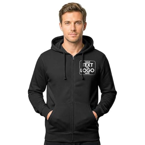 Image of Stars and Stripes Personlised Zip Up Hoodie - Custom Print Any Name Text Logo Zoodie - Workwear Company Business Uniform Multicolor Zipped Hoody (Large, Black)