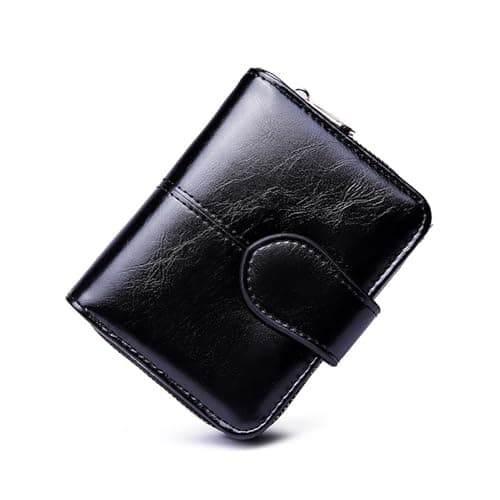 Image of Vllcsla Wallet for Women Small Size Cute, with Photo/ID Window & Zip Coin Pocket, Small Leather Wallet Purses, Ladies Short Purse Zipper Around Clutch, Compact, Bi-fold (Black)