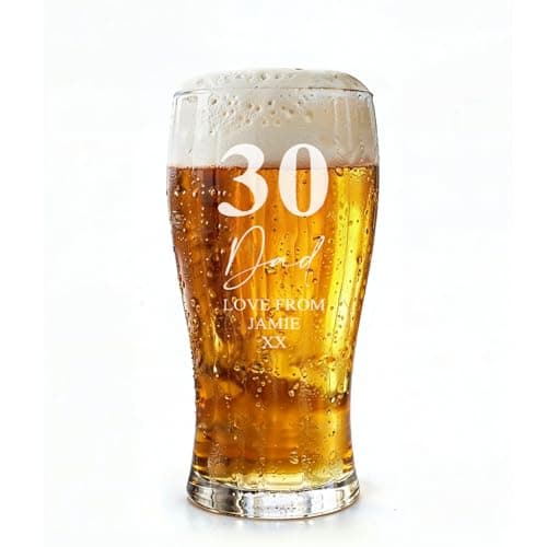Image of ukgiftstoreonline Engraved Personalised 30th Birthday Signature Pint Beer Glass Gift Boxed