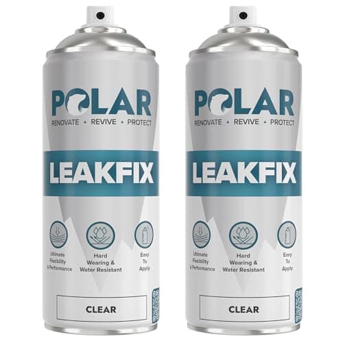 Image of Polar Leak Fix Spray - 2 x 400ml, Clear - Instant Waterproof Sealant for Roofs, Pipe & Gutter Repairs - Fills, Seals Cracks & Stops Leaks - Interior & Exterior