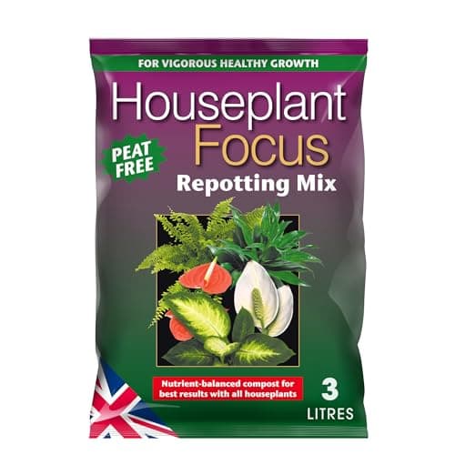 Image of Houseplant Focus Repotting Mix, 3L - Growth Technology Potting Soil for Indoor Plants - Peat-Free Compost Soil - Professional Grade House Plant Food, Brown