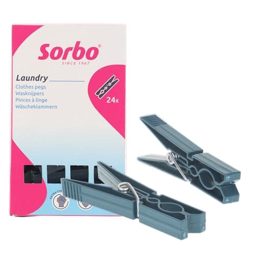Image of Sorbo Recycled Clothes Pegs, Extra Strong, UV Protection, Made from 98% Recycled Plastic, Anti-Slip Grip, Pack of 24