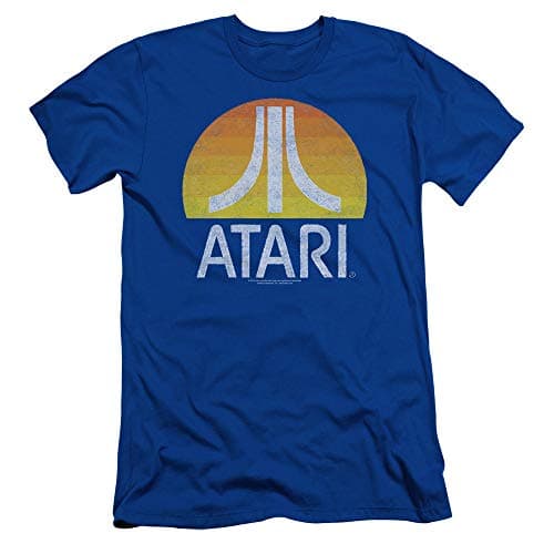 Image of Atari - Mens Sunrise Eroded Premium Slim Fit T-Shirt, X-Large, Royal Blue