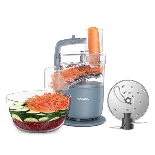 Image of Kenwood, MultiPro Go FDP22.130GY, Food Processor, for Chopping, Slicing, Grating, Pureeing and Kneading Dough, with Express Serve, 1.3L Bowl, Knife blade, 4mm Slicing/Grating Disk, 650 Watts, Grey