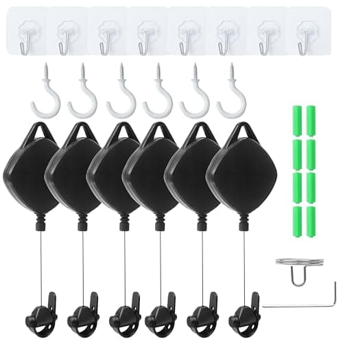 Image of 6 Packs Retractable Ceiling Pulley VR Cable Management System for Quest Quest2 for GO Valve Index VR Accessories, Compatible with Rift S Oculus Rift Vive Pro HTC Vive Data Charging Wire (Black Color)