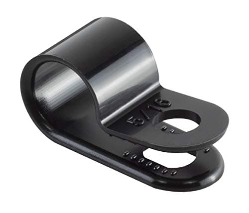 Image of GTSE 100 Pack of Black Nylon P-Clips, 7.9mm (5/16”) Diameter, Plastic Cable Clips