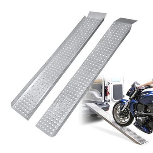 Image of SAILUN Heavy Duty Galvanized Steel Loading Ramps, 400kg Max Load, Non-Slip Access Ramps for Motorcycle, ATV, Car, Van - Folding & Portable with Handles, 160x22.5cm