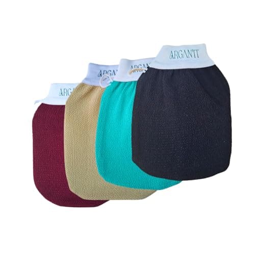 Image of Kessa Moroccan Exfoliating Glove - Traditional Beauty Essential for Deep Skin Cleansing, Skin Exfoliation and Dead Skin Removal (Set of 4)