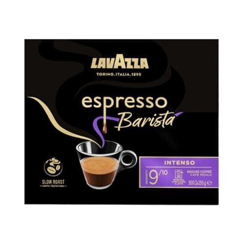 Image of Lavazza, Espresso Barista Intenso, Coffee Ground, 2 x 250 g, Ideal for Moka Pots, with Aromatic Notes of Cocoa and Wood, Arabica and Robusta, Intensity 9/10, Medium Roasting