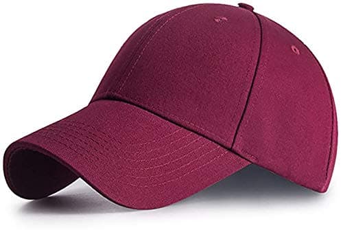 Image of Etyepoh Baseball Cap Polo Style Classic 6 Panel Adjustable Sport Solid Sun Hat Unisex (Wine Red)