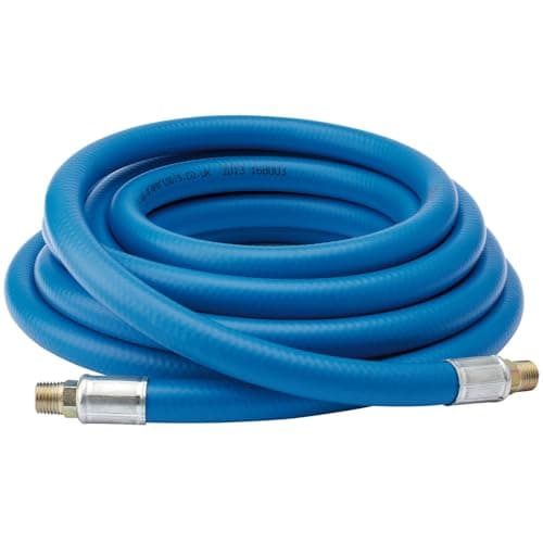 Image of Draper 5m PVC Air Line Hose | Max Pressure 16Bar 260 Psi | 3/8 Inch BSP Brass Connectors | 10mm Bore | Air Compressor Tools |38335