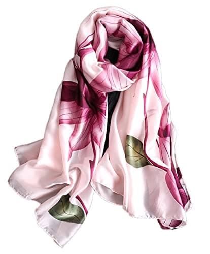 Image of FAIRYGATE Silk Scarf Women Shawl Satin Neckerchief Head Wrap Ladies Beach Scarfs Vintage Bridal Shawl Satin Scarf Muslim Colorful Cloth Decorations Pink 79011