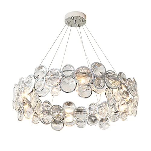 Image of LIWEILD Chandelier, Crystal Chandelier Lighting Chrome Pendant Ceiling Lights Fixture Modern Island Chandeliers for Living Room Dining Room Kitchen Island Foyer, 3-Way Dimmable(Medium)