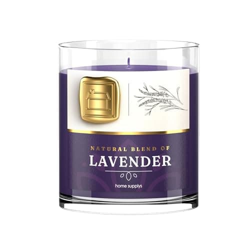 Image of Large Lavender Candle - Deep Sleep Candle Gift for Women & Men with Lid - Perfect Nights Sleep - Relaxing Scent Long Burn Time with Lavender, Chamomile, Jasmine, Lily & Pine (280g/60hr)