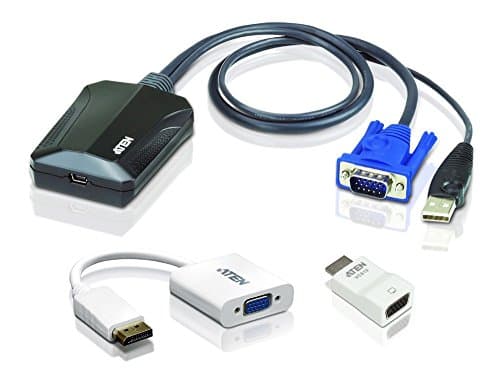 Image of Laptop USB KVM Console Crash Cart Adapter ATEN CV211CP, 1920 x 1200 @60Hz, bi-directional, instant BIOS-level access, plug-and-play for datacenters, servers, computers, kiosks, ATM, UK, 1 KVM Leader
