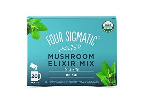 Image of Reishi Mushroom Elixir Mix by Four Sigmatic | Coffee Alternative with Organic Reishi Mushroom Powder, Tulsi, Rose HIPS & Mint | Support Stress & Sleep | Decaf, Vegan, Gluten-Free & Keto | 20 Packets