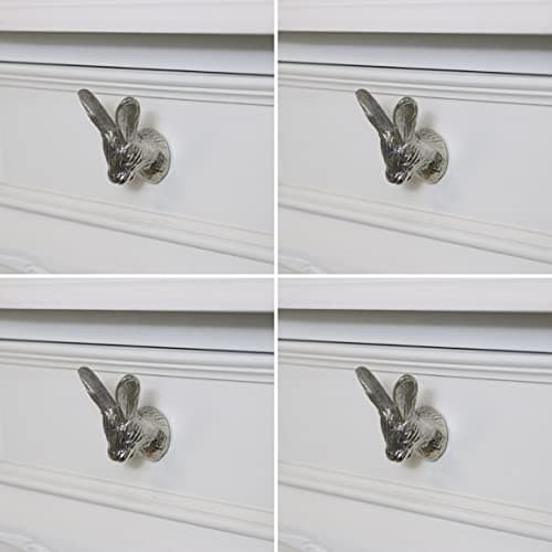 Image of Melody Maison Set of 4 Silver Rabbit Head Drawer Knobs