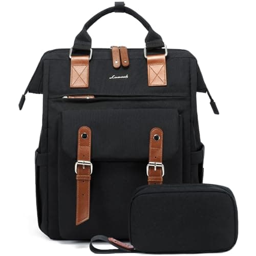 Image of LOVEVOOK Laptop Backpack Womens 15.6inch, School Bag College Backpacks for University Travel Work with Electronics Organizer Bag, Water-resistant Rucksack Bag for Women, Black Brown