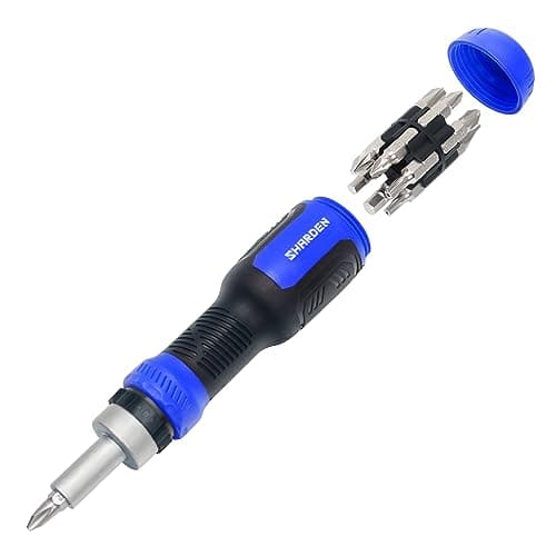 Image of SHARDEN Ratchet Screwdriver 13-in-1 Ratcheting Screwdriver Multi-Bit Screw Driver Multitool All in One with Torx Security, Flat Head, Phillips, Hex, Pozidriv and 1/4 Nut Driver