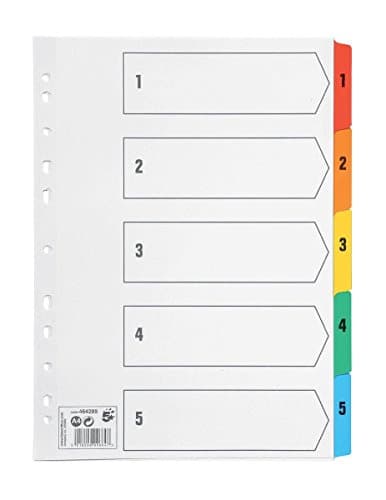Image of 5 Star Office Index 150gsm Card with Coloured Mylar Tabs 1-5 A4 White