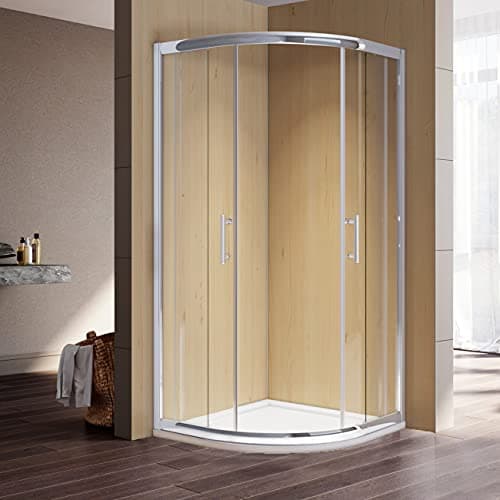 Image of ELEGANT 800 x 800 mm Quadrant Shower Door 6mm Sliding Glass Cubicle Door Offset Quadrant Shower Enclosure