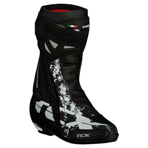 Image of TCX Men's Rt-Race Motorcycle Boot, Black White Gray, 11 UK