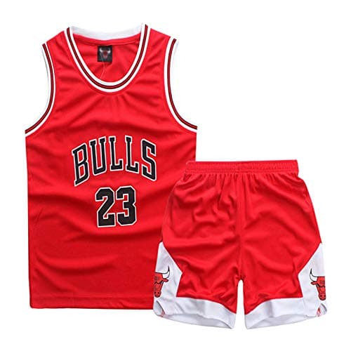 Image of Huniam Kids Boys Basketball Kit - 2-Piece Tank Top and Shorts Set, Sleeveless Training Jersey, Gifts for 3-14 Years Old Child (9-11 Years, Red)