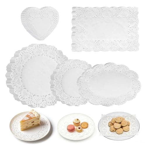 Image of Axincardarm 700 Pcs Lace Doilies Paper Doilies Placemat, Assorted Sizes White Paper Doilie for Cake, Desert, Buffet, Party, Tableware Decoration
