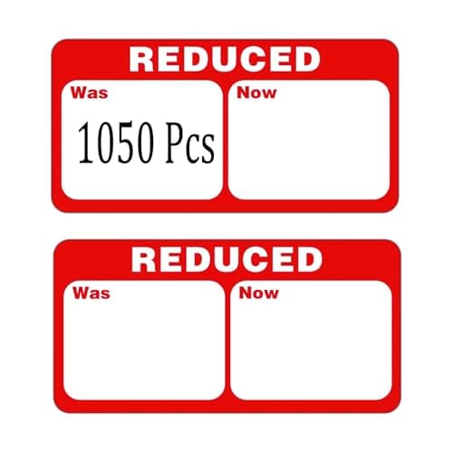 Image of 1050 Pcs Reduced Price Labels 1.97x0.98 inch Business Retail Discount Price Reduction Stickers Clearance Merchandising Sale Labels of Shop Butchers Bakers Market Seller