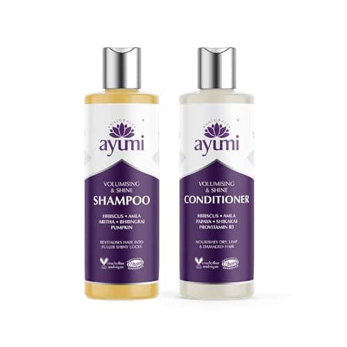 Image of Ayumi Hair Volume + Shine Shampoo and Conditioner Sets | DHT Blocker Shampoo with Amla | Sulphate Free Conditioner | HydratingShampoo with Papaya| Anti FrizzConditioner with Pumpkin| 2 x 250 ml