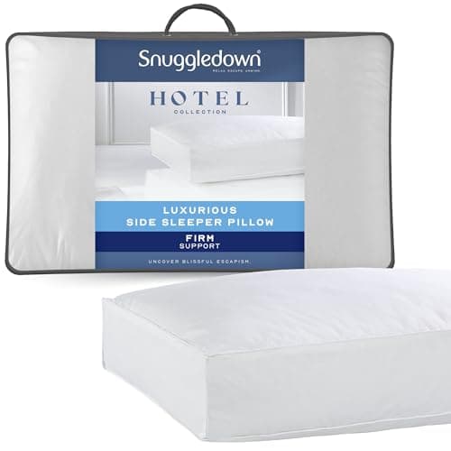 Image of Snuggledown Hotel Side Sleeper Pillow - Firm Box Wall Support for Back & Side Sleepers | Breathable & Non-Allergenic 100% Cotton Cover, UK-Made & Washable (38 x 64cm)