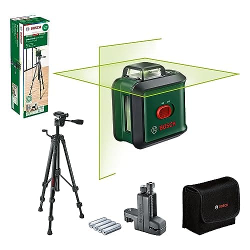 Image of Bosch Cross line Laser UniversalLevel 360 with Premium Tripod + Universal clamp MM 3 (Vertical + Horizontal Laser Lines incl. 360° for Alignment Throughout the Entire Room, in Cardboard Box)