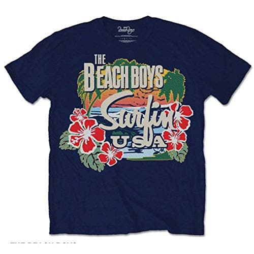 Image of Beach Boys Men's Surfin' USA Tropical Short Sleeve T-Shirt, Navy, X-Large
