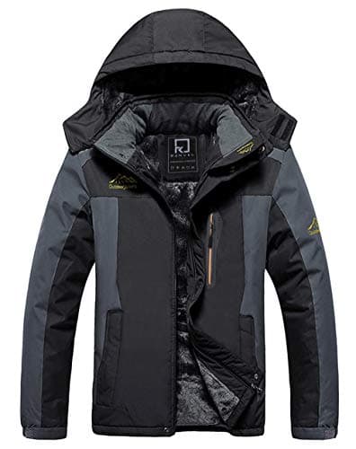 Image of R RUNVEL Mens Ski Jackets Waterproof Winter Coats Warm Fleece Walking Windbreaker Outdoor Mountain Hiking Rain Jackets Black UK XXXL